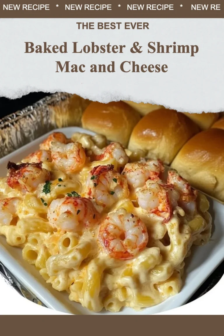 Baked lobster and shrimp mac and cheese in a creamy homemade sauce.