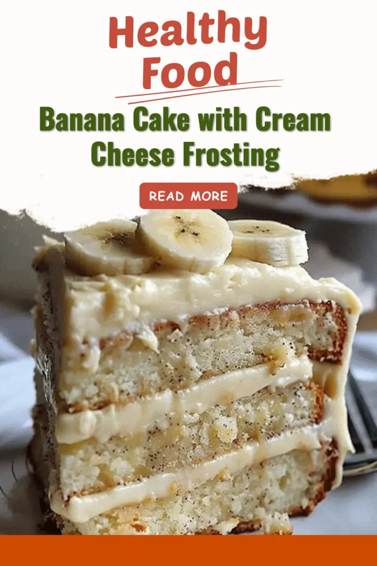 Delicious banana cake topped with cream cheese frosting on a plate