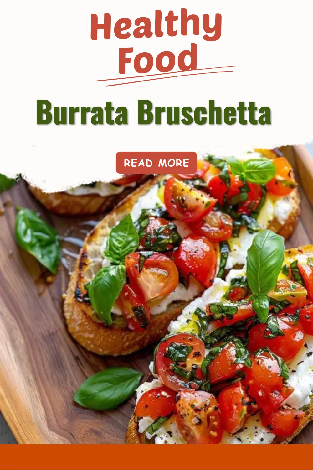 Delicious burrata bruschetta topped with tomatoes and basil on toasted bread