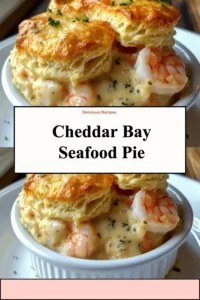 Delicious Cheddar Bay Seafood Pie with fresh seafood and cheesy topping