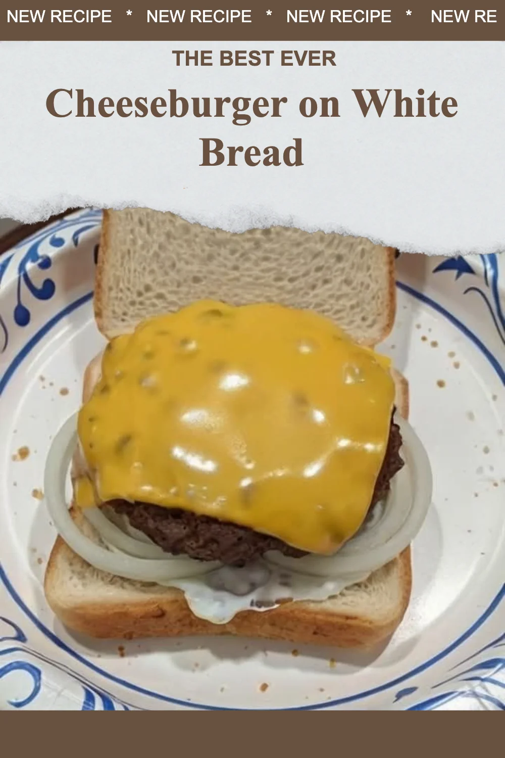 Cheeseburger served on white bread with fresh toppings and condiments