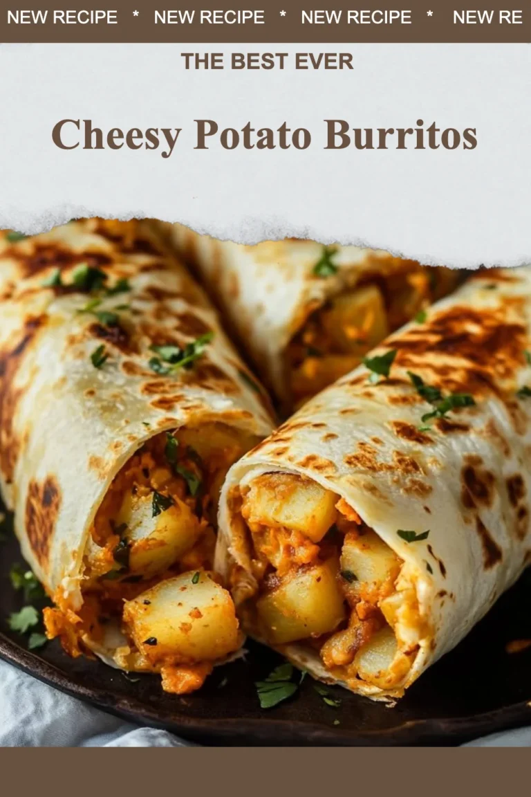 Cheesy potato burritos filled with creamy potatoes and melted cheese