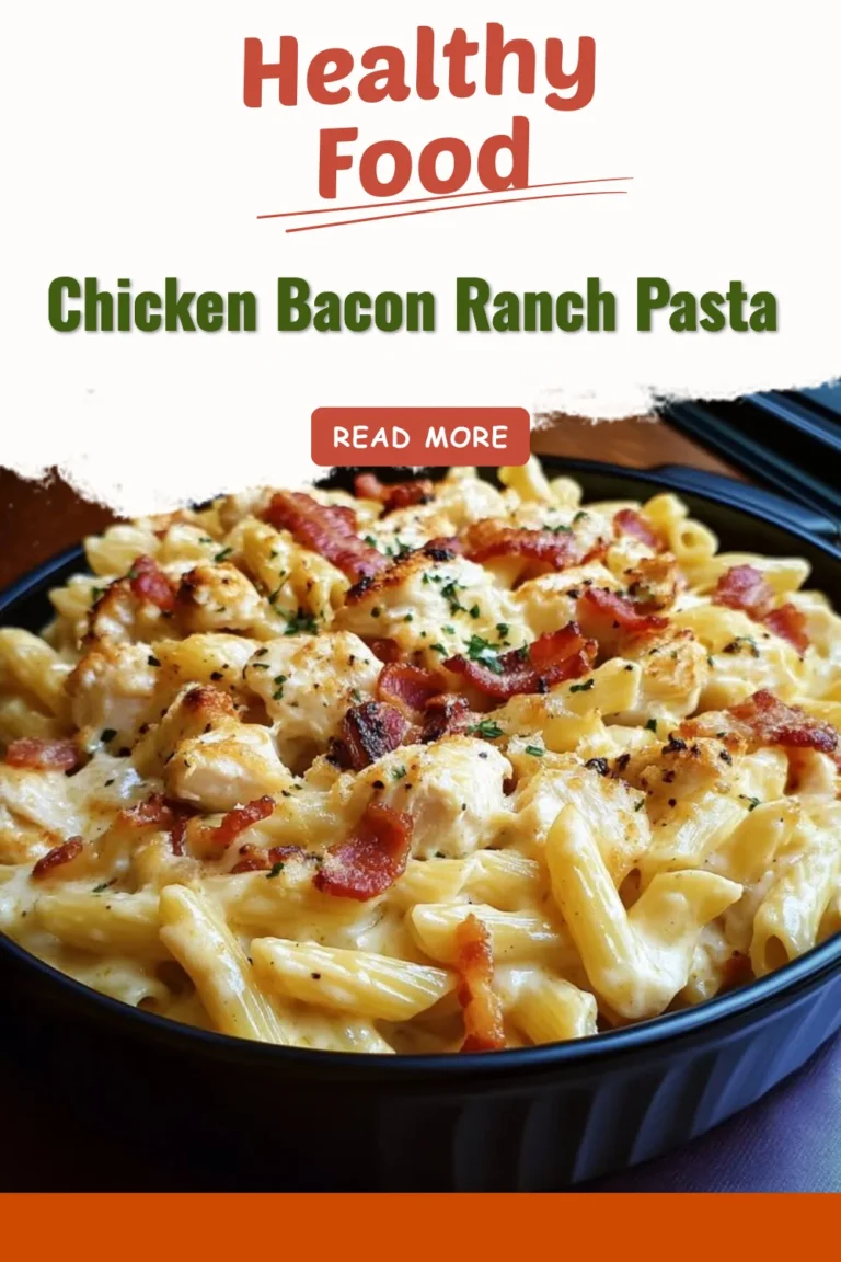 Delicious Chicken Bacon Ranch Pasta served in a bowl with crispy bacon and herbs