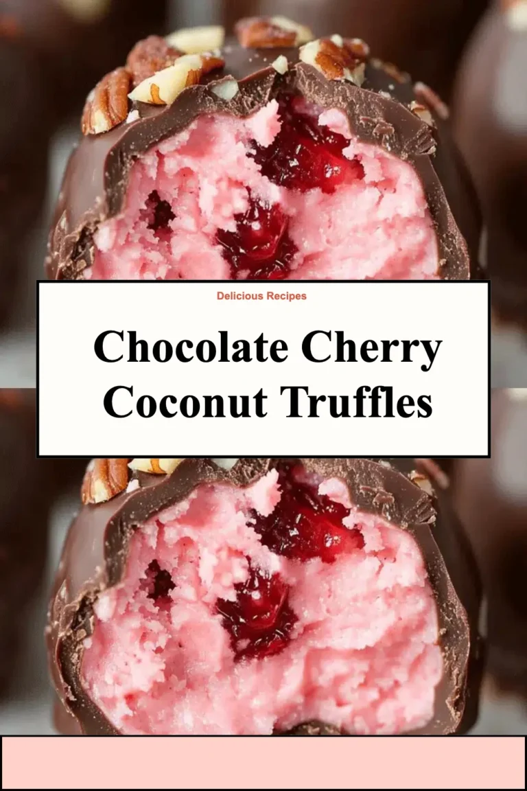 Chocolate cherry coconut truffles arranged on a plate