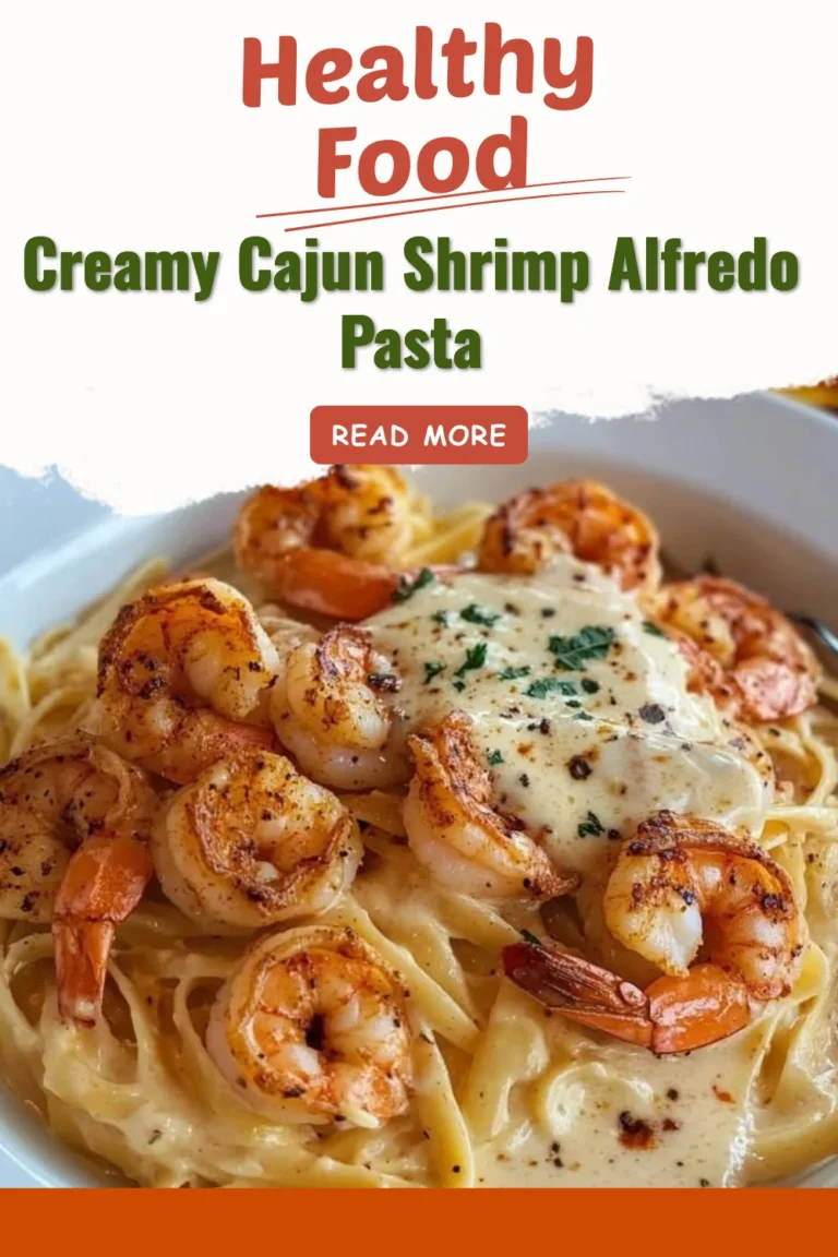 Creamy Cajun Shrimp Alfredo pasta served in a bowl with garnishes