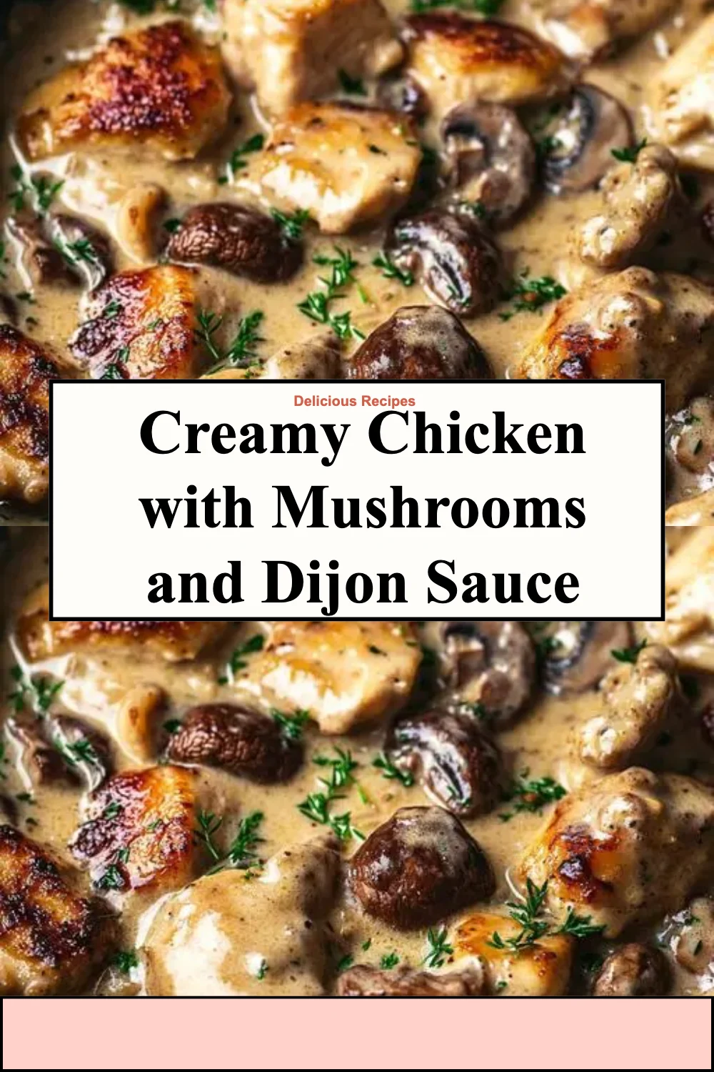 Creamy chicken with mushrooms and Dijon sauce served on a plate