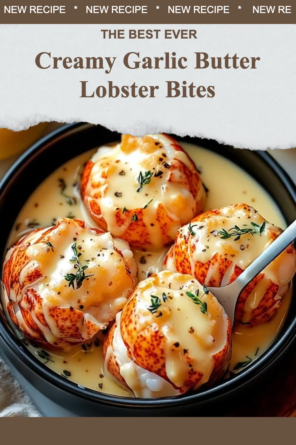 Delicious creamy garlic butter lobster bites served on a plate.