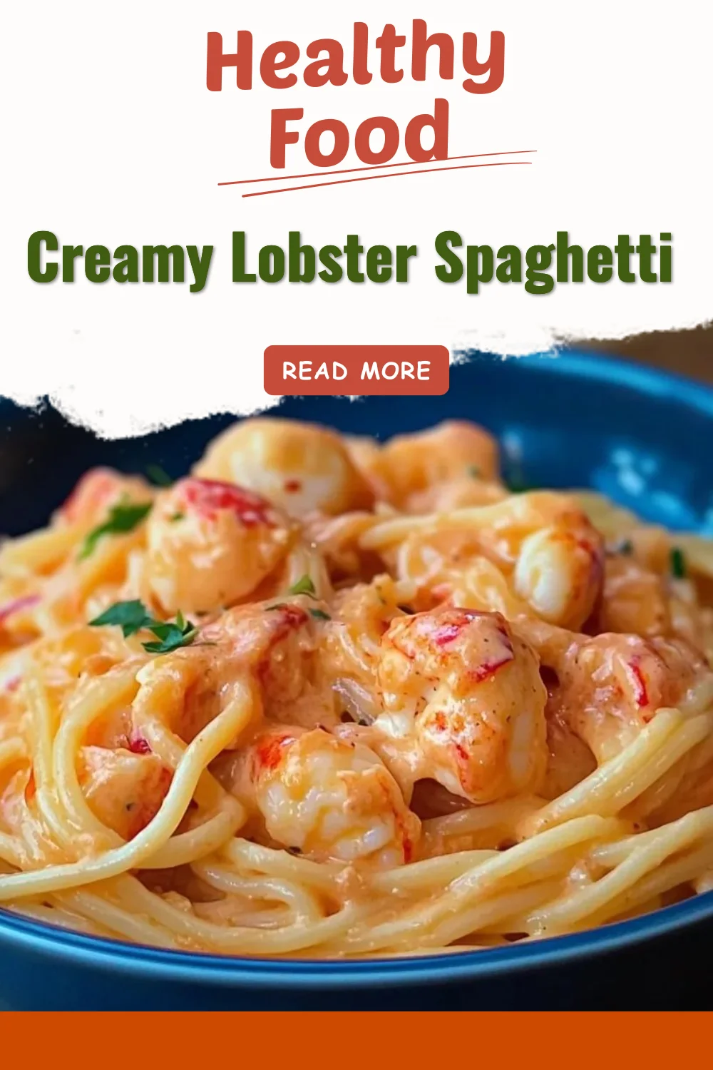 Creamy lobster spaghetti served with basil and parmesan cheese