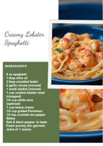 Creamy lobster spaghetti with fresh herbs and parmesan cheese