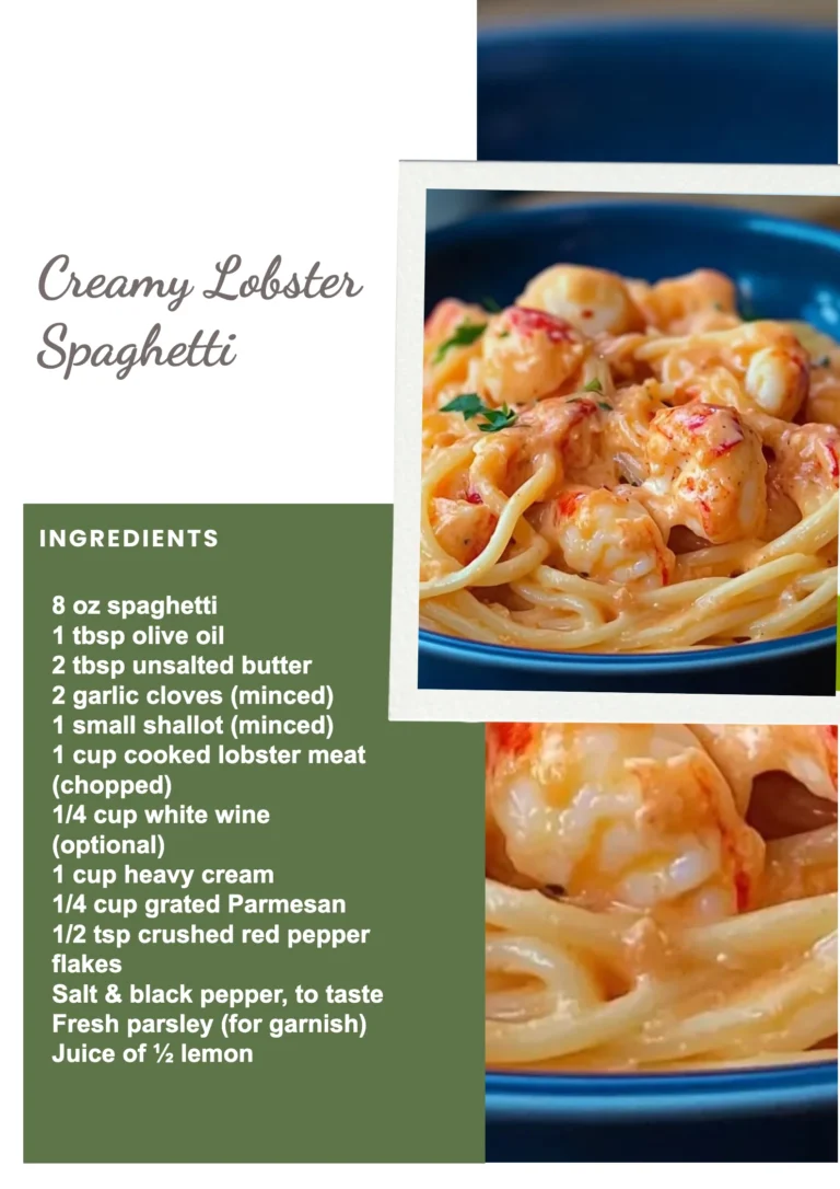 Creamy lobster spaghetti with fresh herbs and parmesan cheese