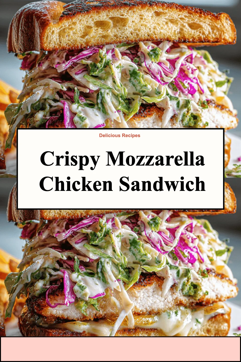 Crispy Mozzarella Chicken Sandwich with melted cheese and fresh toppings