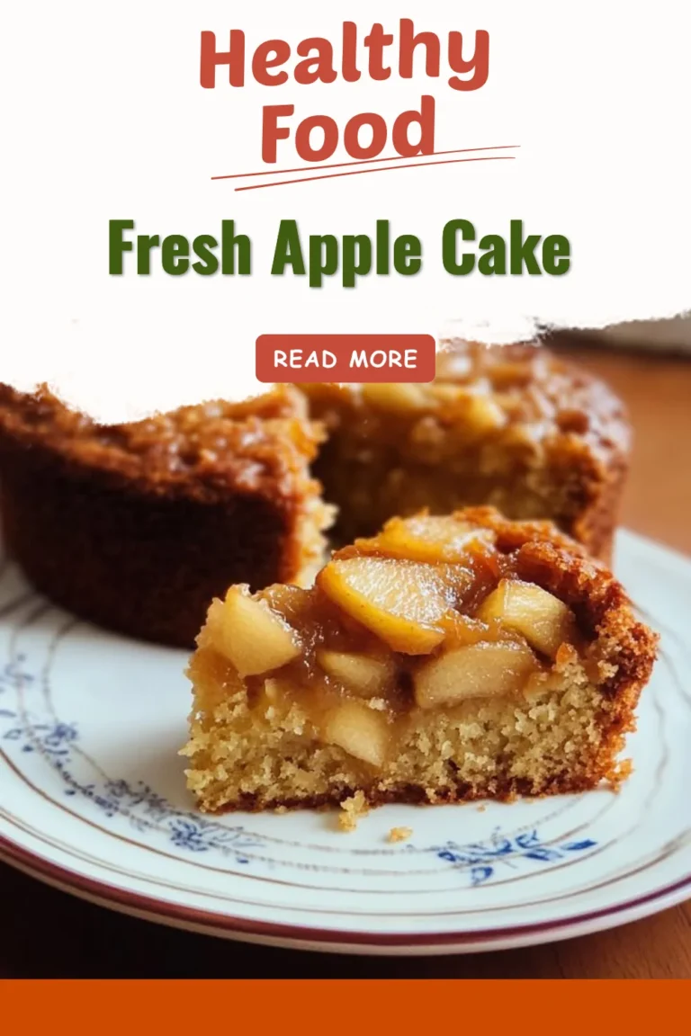 Delicious fresh apple cake topped with caramel glaze and cinnamon