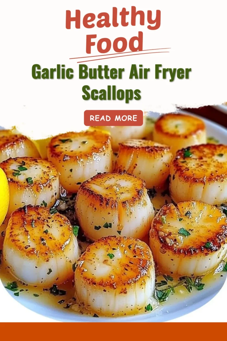 Garlic Butter Air Fryer Scallops ready to serve, showcasing golden-brown perfection.