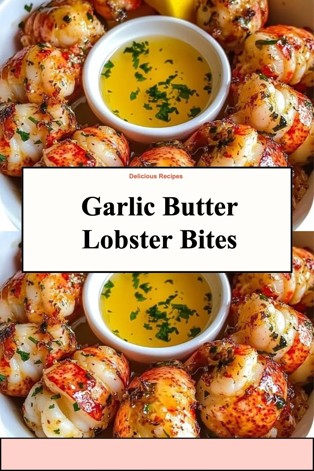 Delicious Garlic Butter Lobster Bites served on a platter
