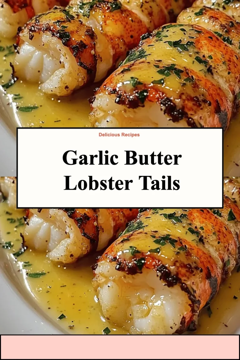 Delicious garlic butter lobster tails served on a plate ready to enjoy.