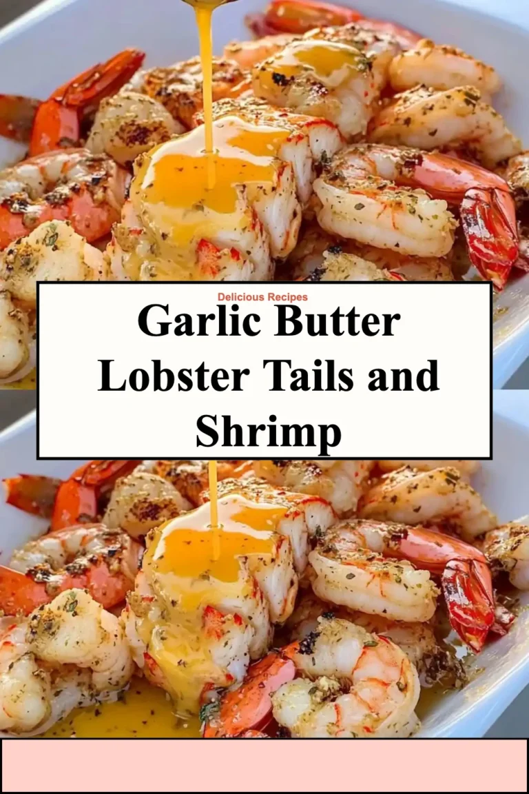 Delicious garlic butter lobster tails and shrimp served on a plate