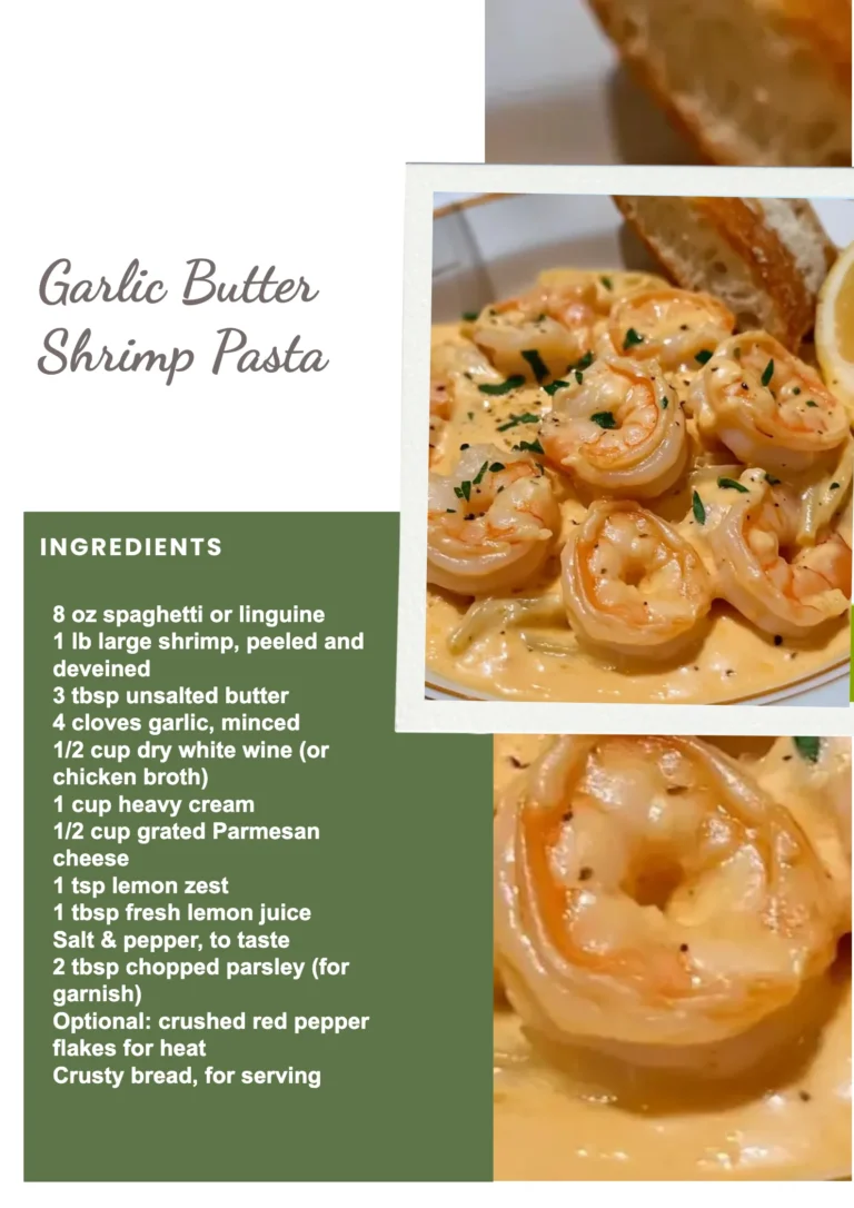 Delicious Garlic Butter Shrimp Pasta dish garnished with herbs