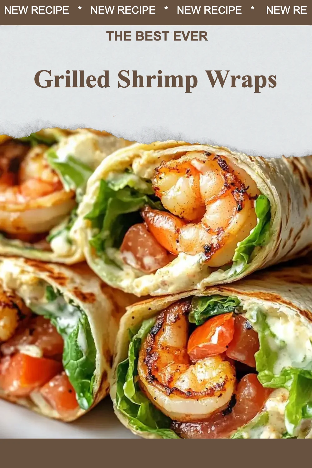 Delicious grilled shrimp wraps with fresh vegetables and sauce