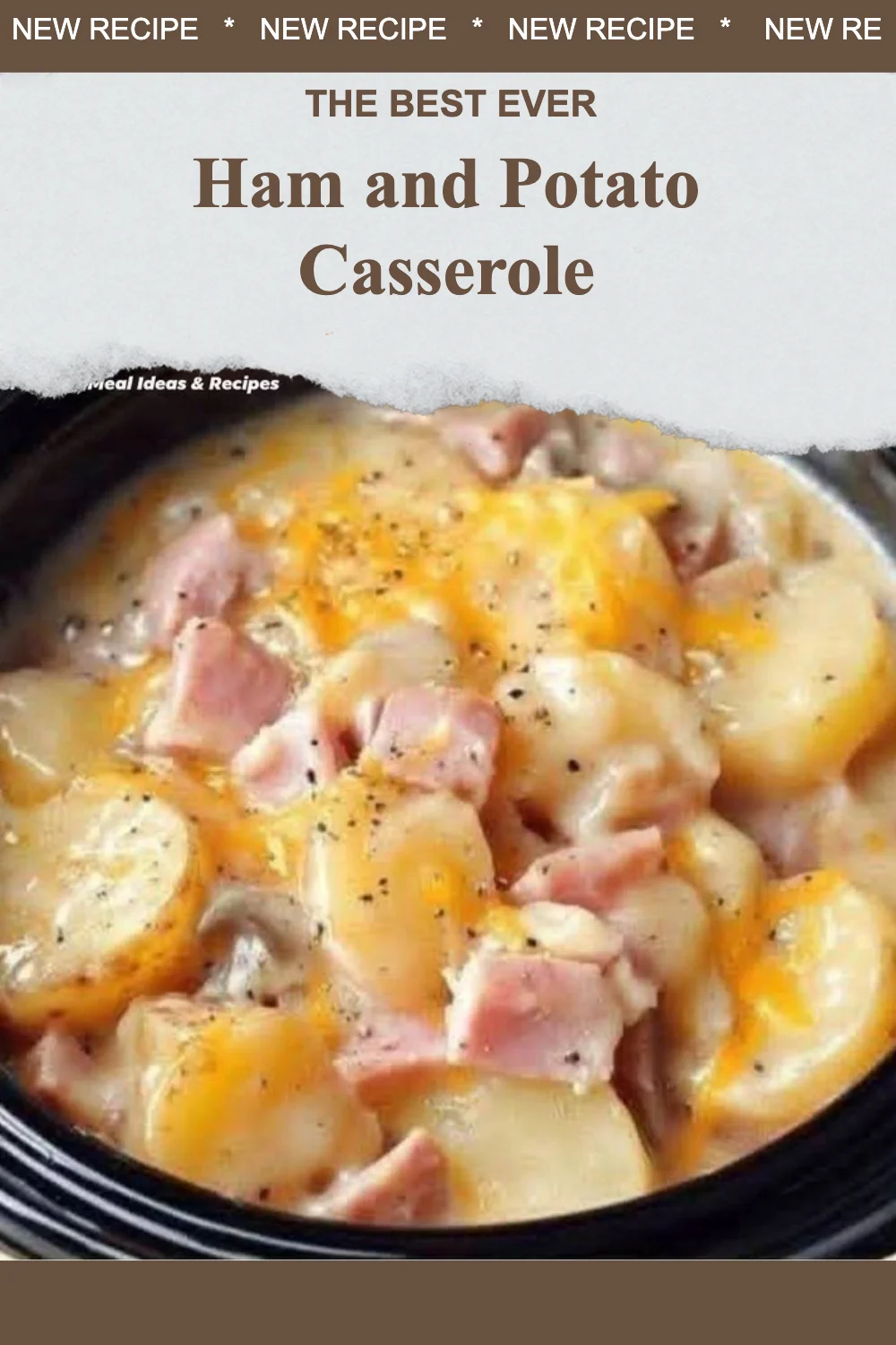 Delicious ham and potato casserole served in a white dish