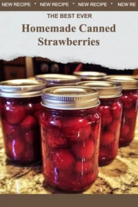 Homemade canned strawberries in jars for winter preservation