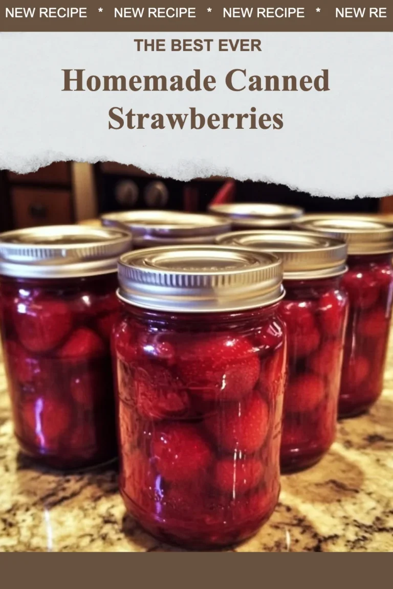 Homemade canned strawberries in jars for winter preservation