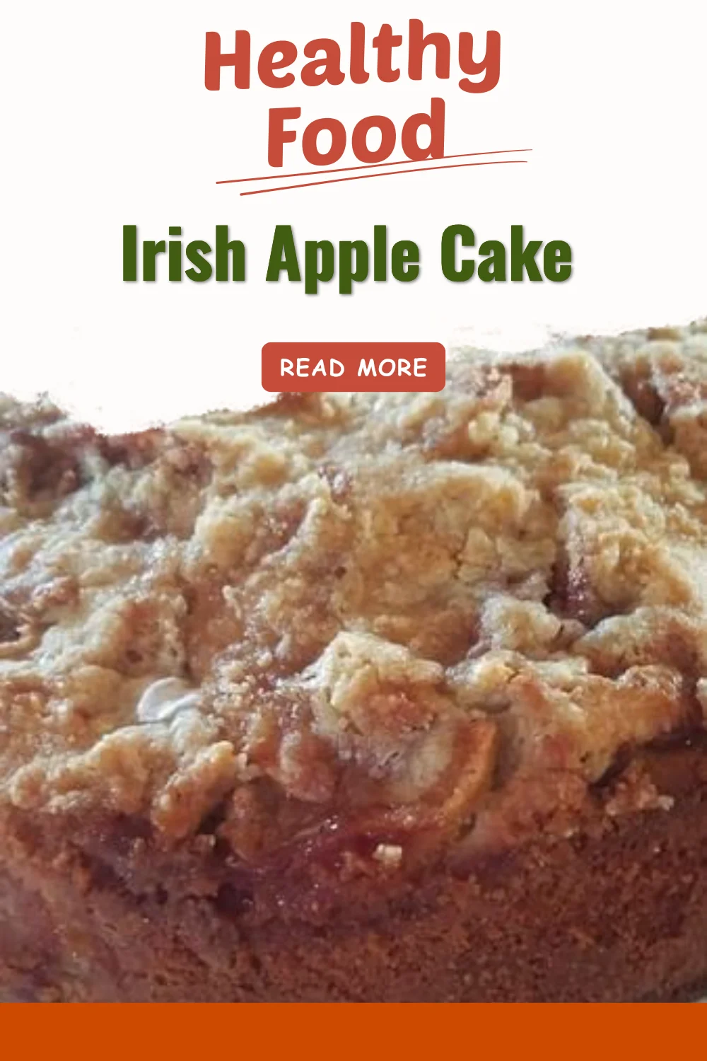 Slice of homemade Irish Apple Cake with fresh apples and cinnamon