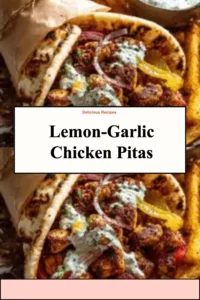 Lemon-Garlic Chicken Pitas served with fresh vegetables in a pita bread