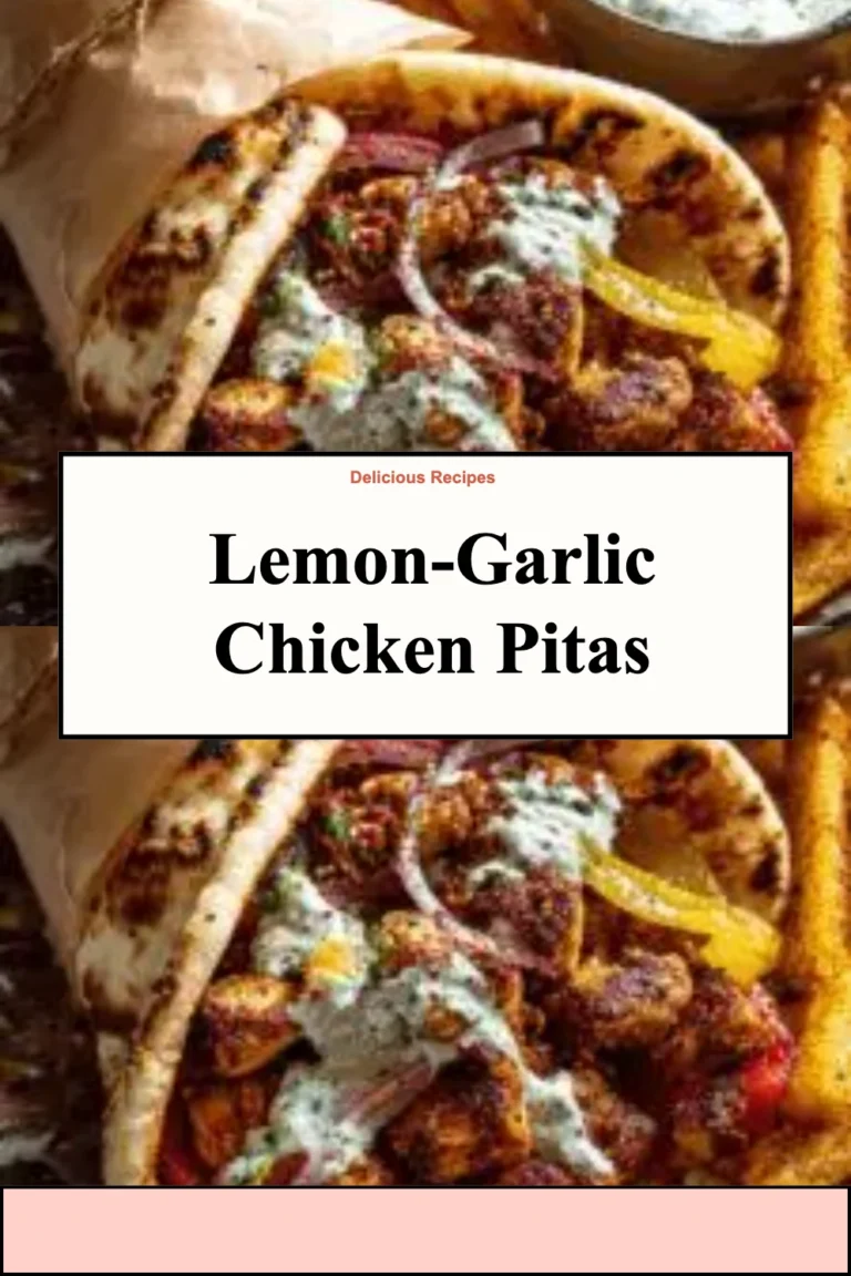 Lemon-Garlic Chicken Pitas served with fresh vegetables in a pita bread