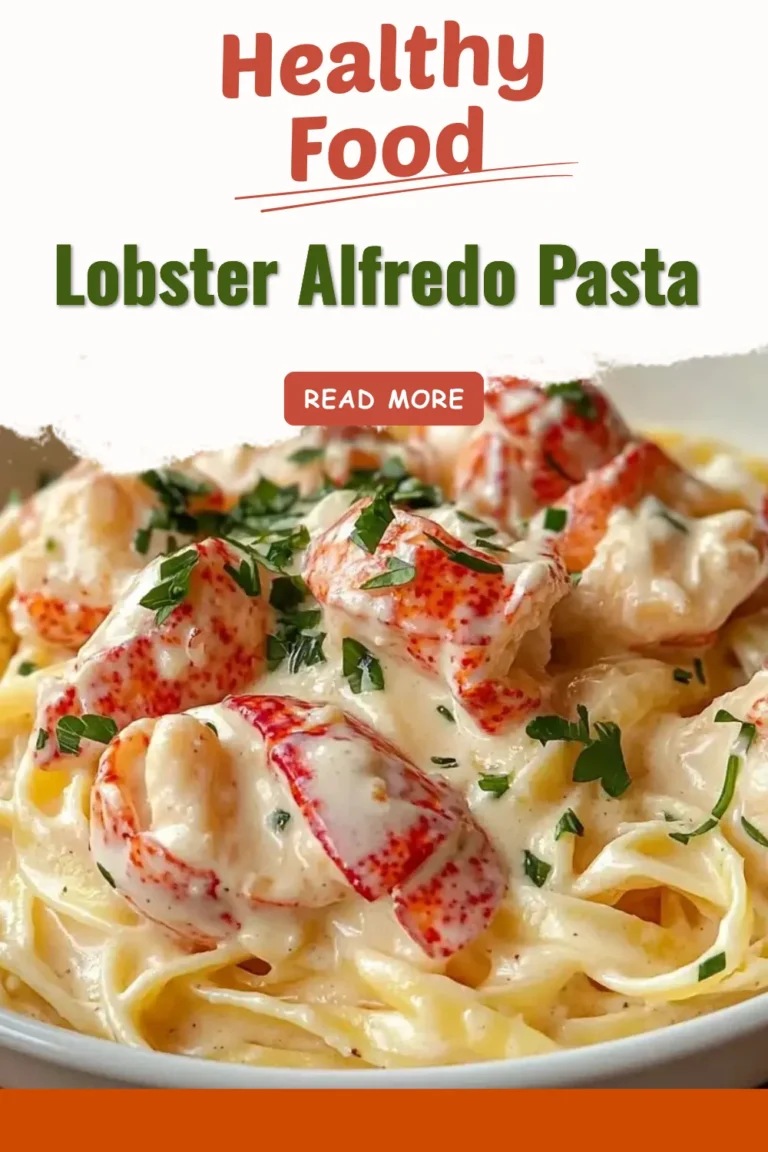 Delicious Lobster Alfredo Pasta garnished with parsley and served in a white bowl