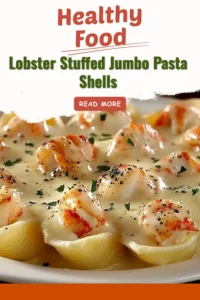 Lobster stuffed jumbo pasta shells baked with creamy sauce and herbs