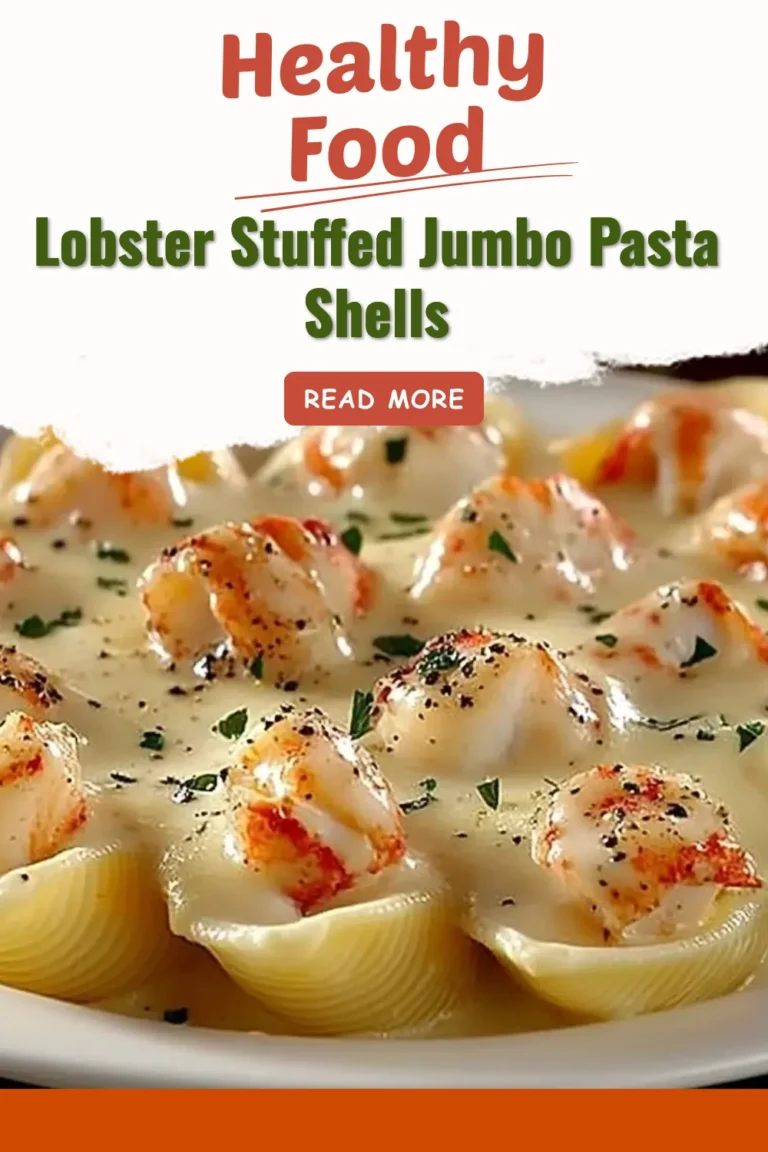 Lobster stuffed jumbo pasta shells baked with creamy sauce and herbs