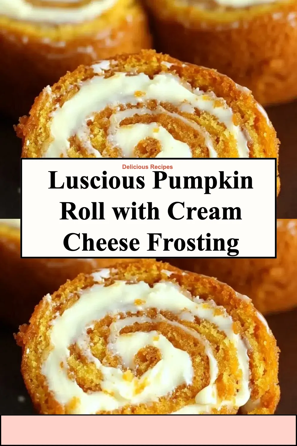 Luscious pumpkin roll with cream cheese frosting on a serving platter