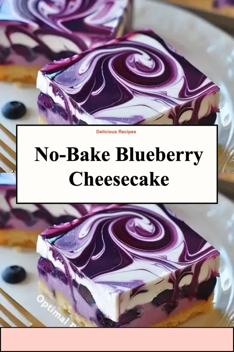 Delicious no-bake blueberry cheesecake topped with fresh blueberries