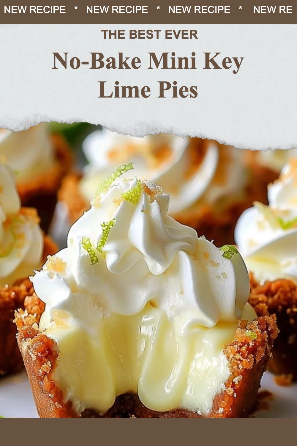 No-bake mini key lime pies on a white plate with lime slices