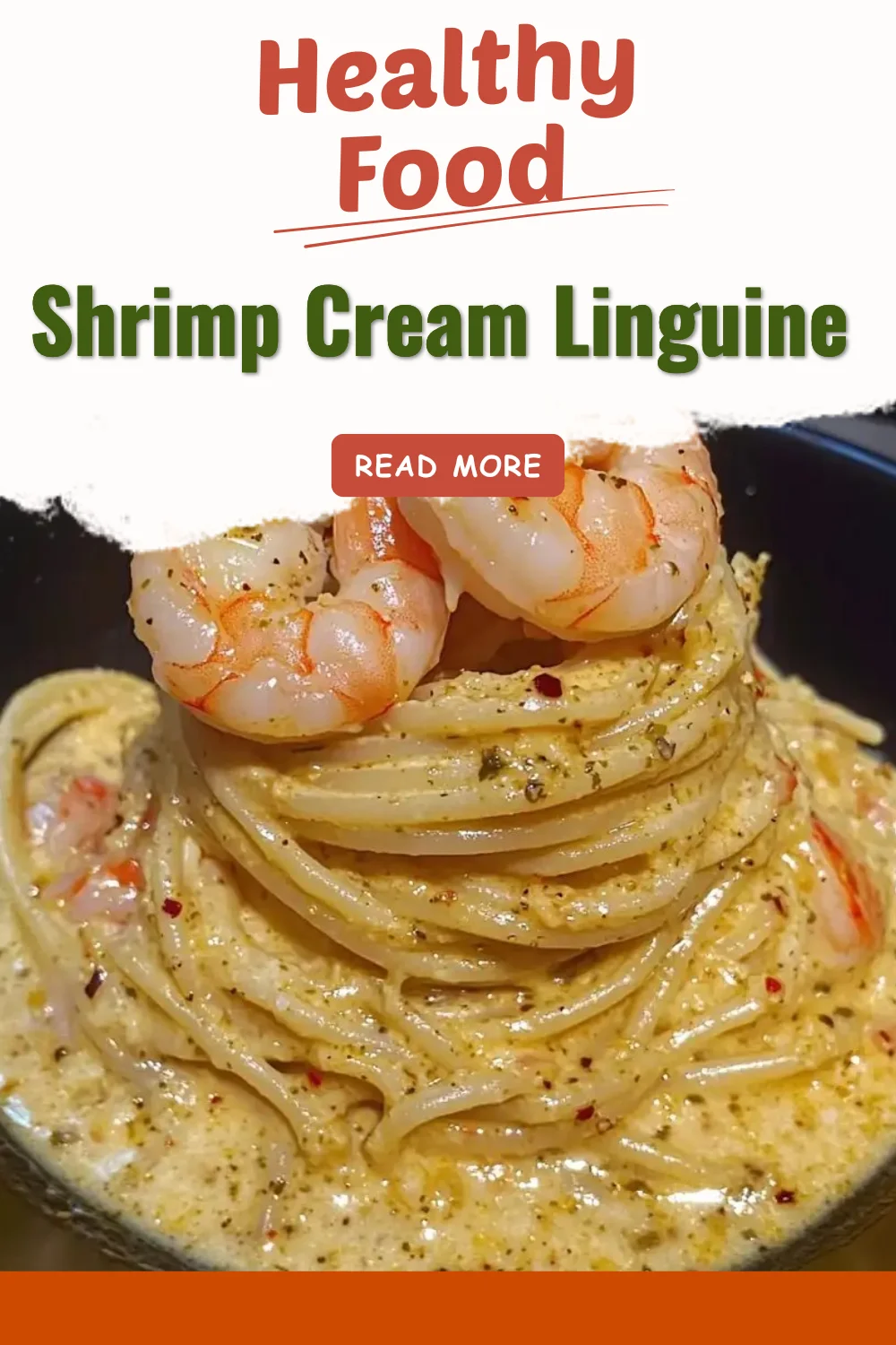 Delicious shrimp cream linguine served on a plate garnished with herbs