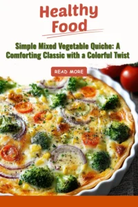 Colorful mixed vegetable quiche on a rustic table, showcasing its vibrant ingredients.