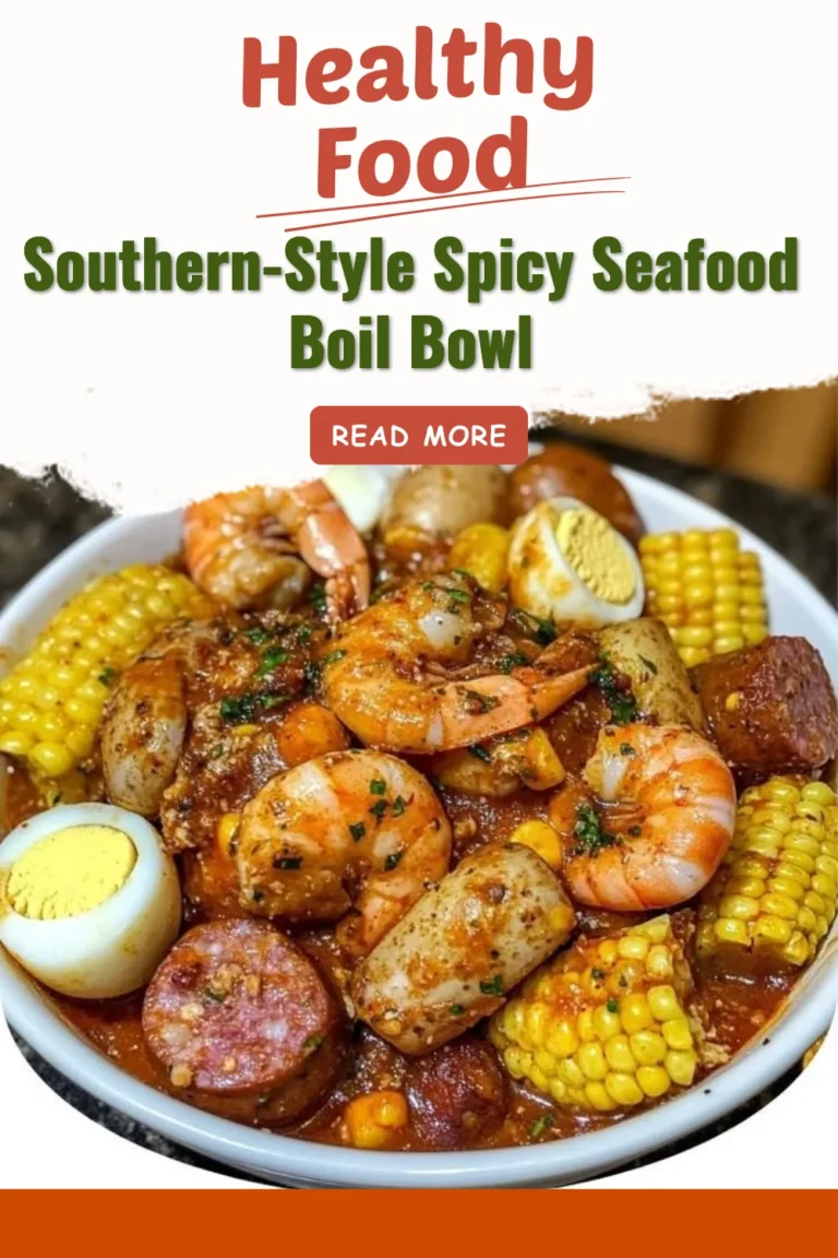 Southern-style spicy seafood boil bowl with shrimp, crab, and spices