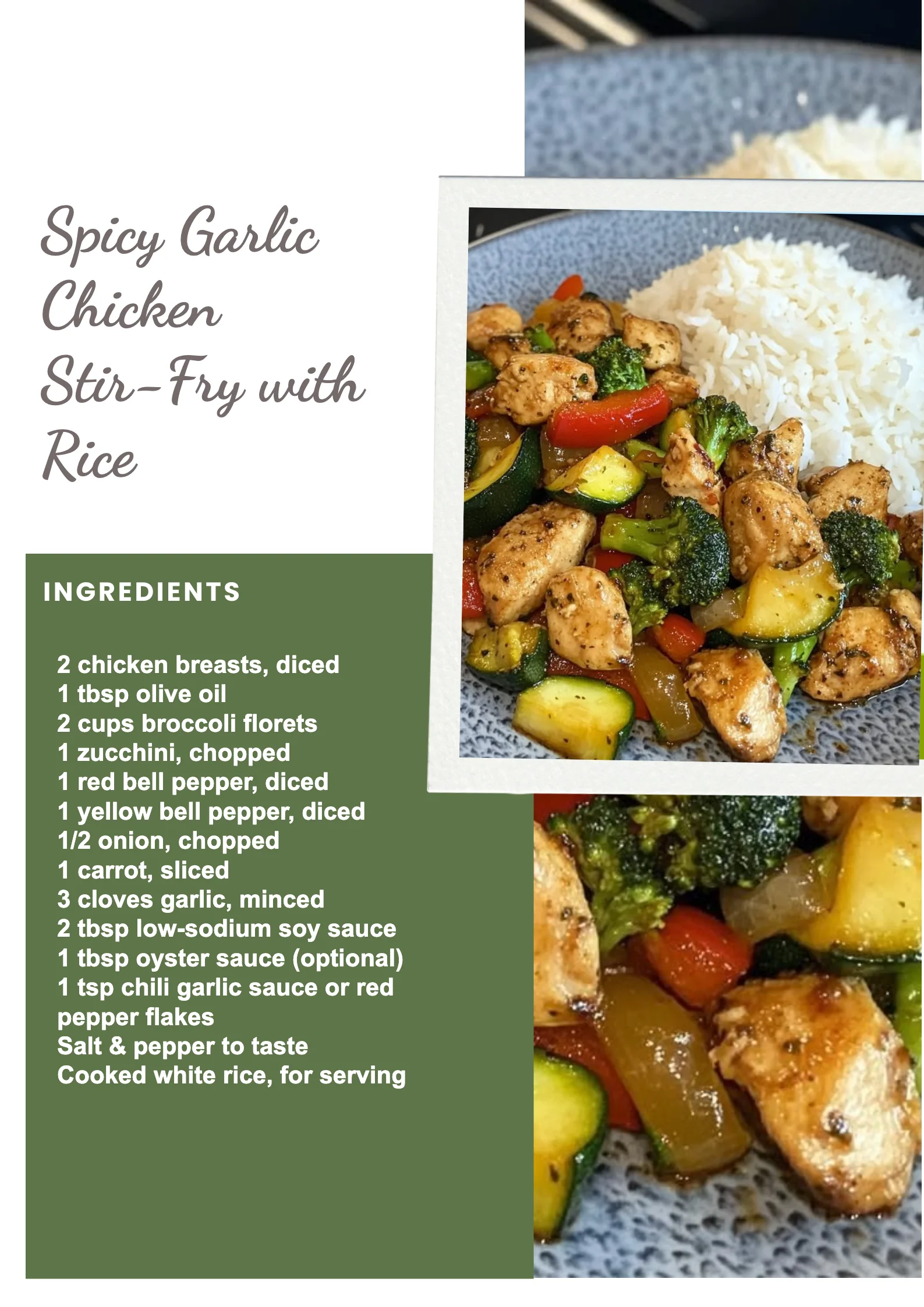 Delicious spicy Garlic Chicken Stir-Fry served with rice in a vibrant bowl.
