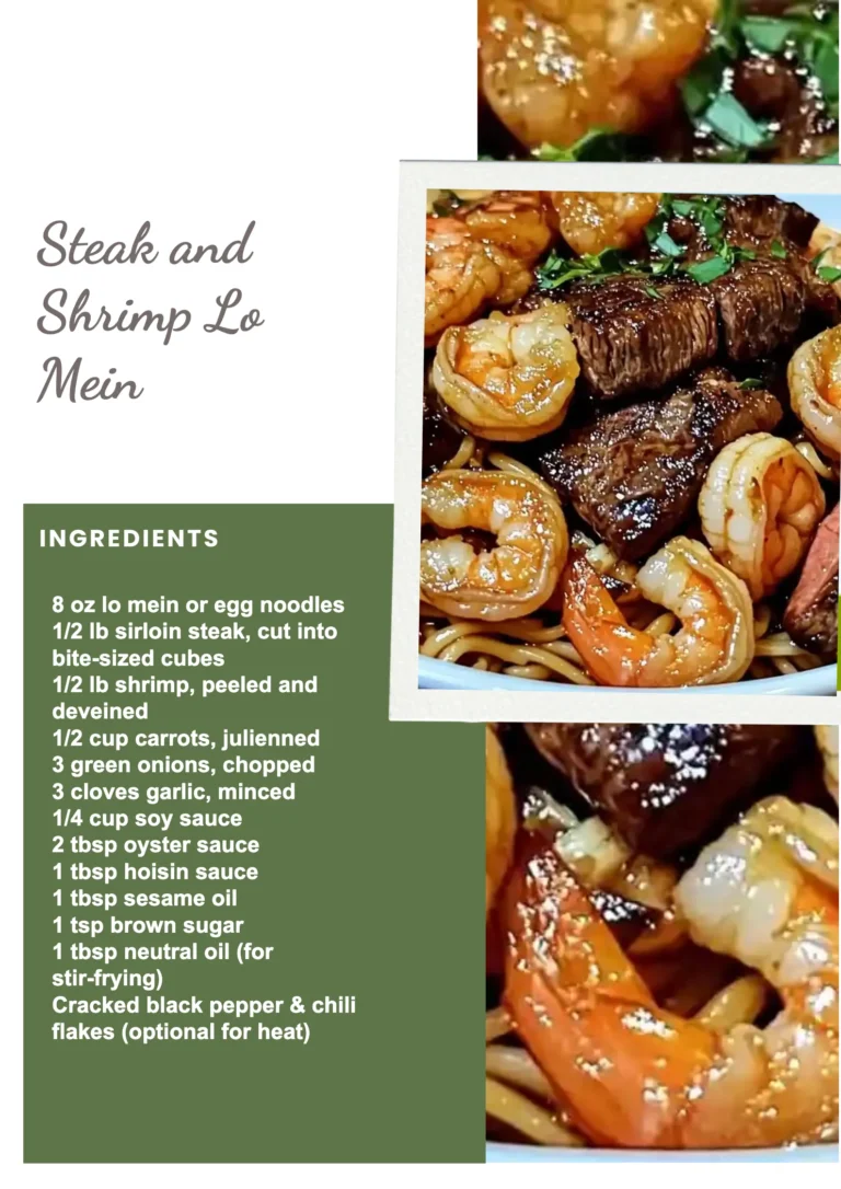 Delicious Steak and Shrimp Lo Mein served in a bowl with colorful vegetables