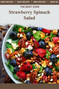 Delicious Strawberry Spinach Salad with fresh strawberries and leafy greens