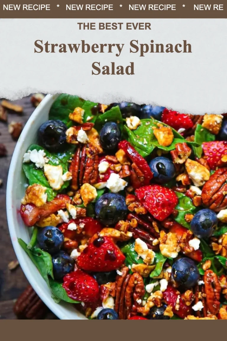 Delicious Strawberry Spinach Salad with fresh strawberries and leafy greens