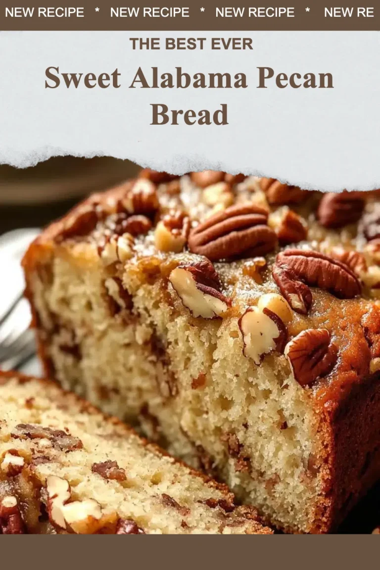 Loaf of Sweet Alabama Pecan Bread with nuts and a golden crust