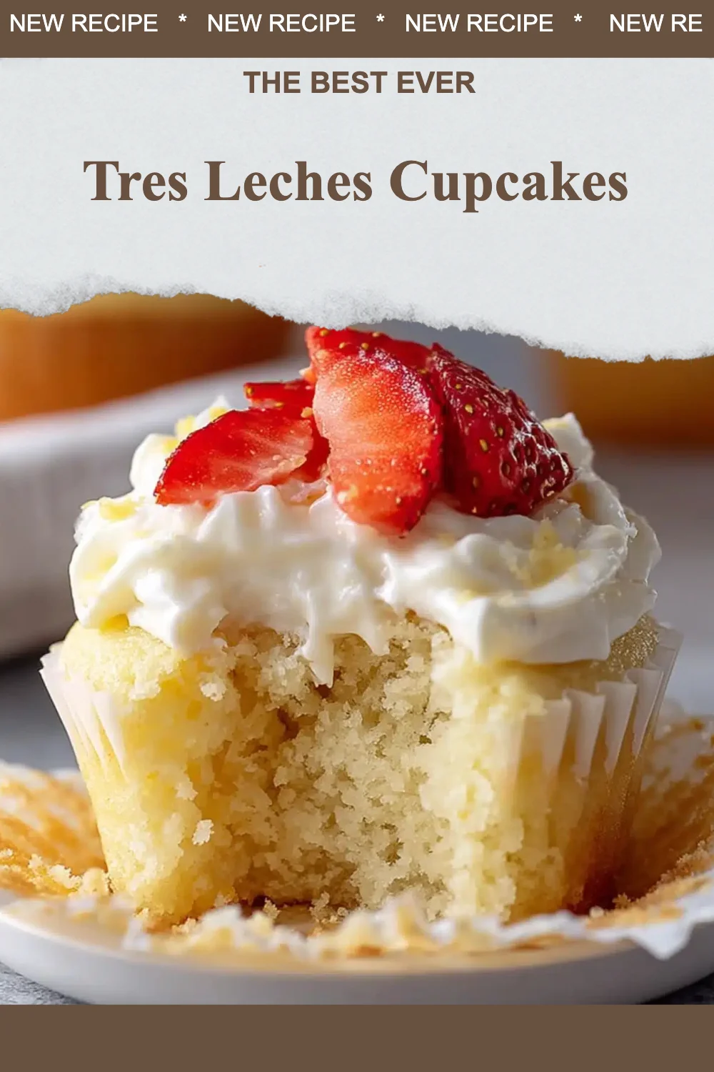 Delicious Tres Leches Cupcakes topped with creamy frosting and fresh berries