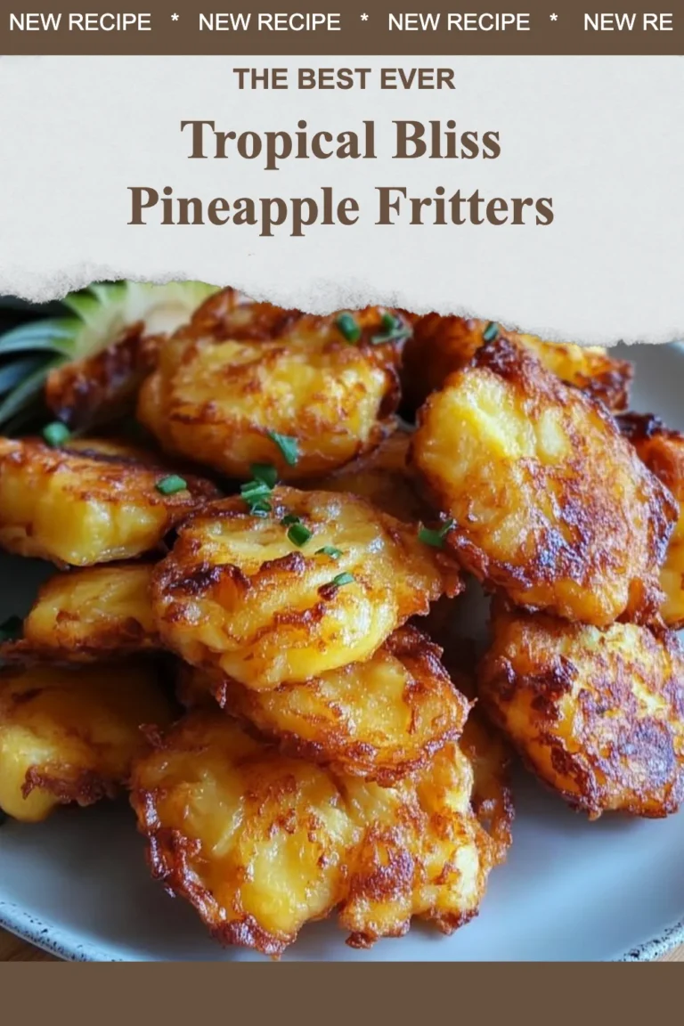 Delicious pineapple fritters garnished with powdered sugar and tropical fruits.