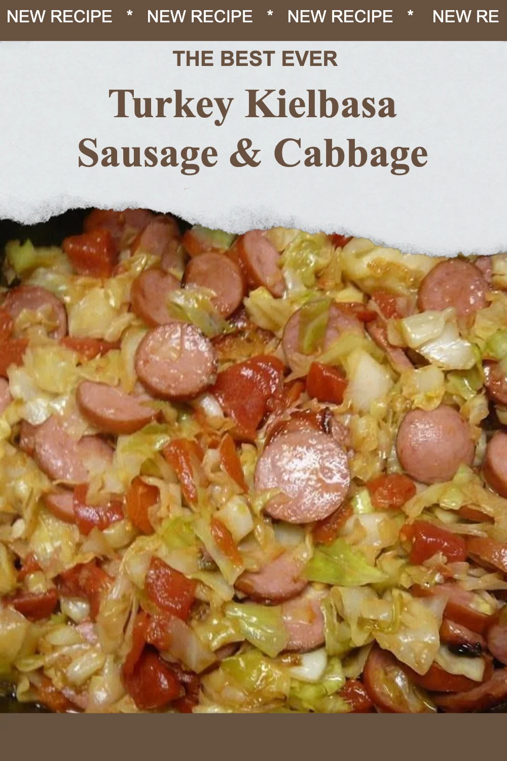 Turkey Kielbasa Sausage served with sautéed cabbage for a healthy dish.
