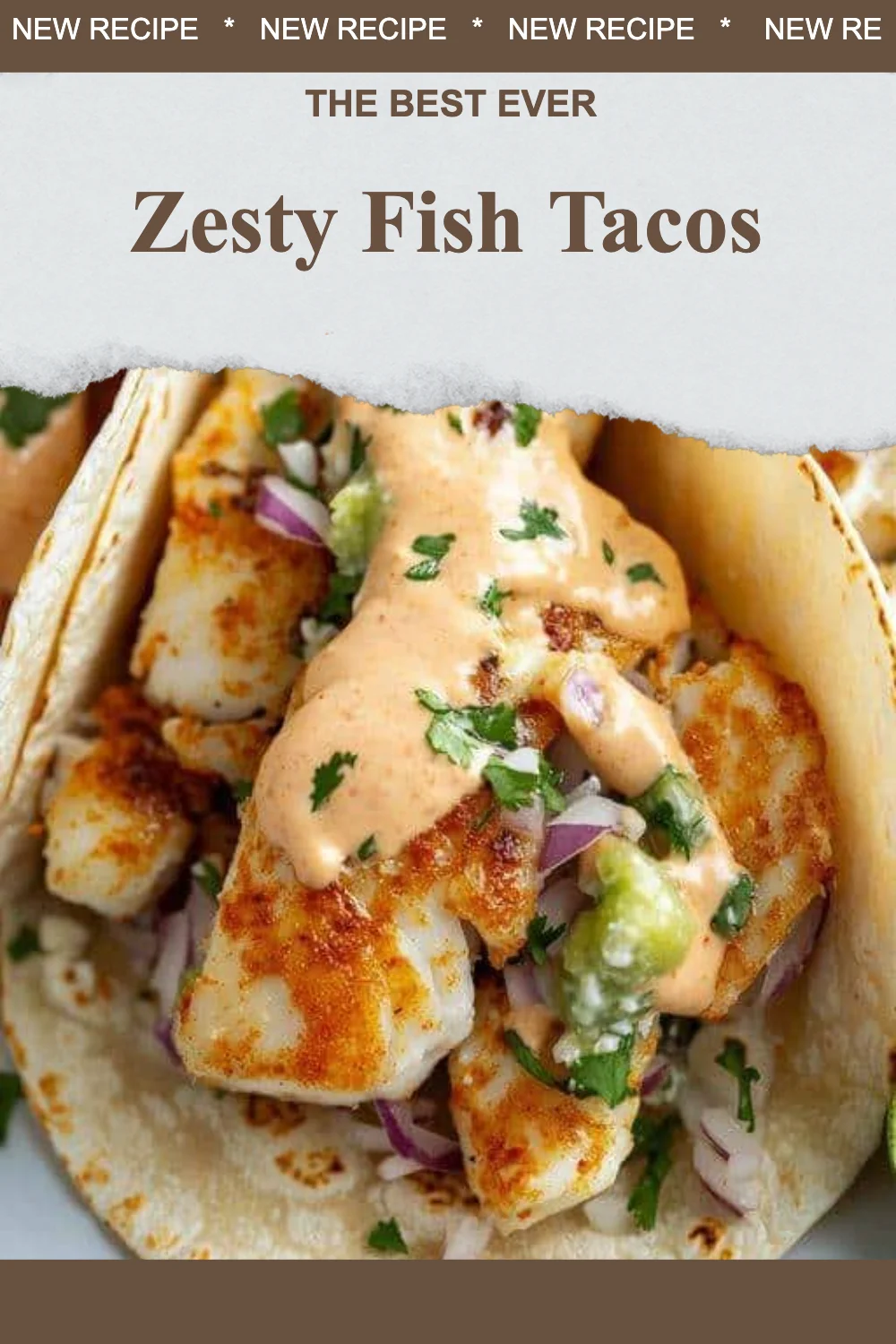 Delicious zesty fish tacos topped with fresh ingredients and served with lime.
