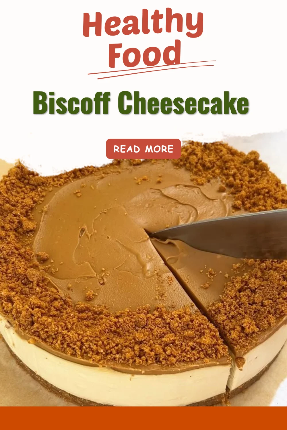 Delicious Biscoff Cheesecake with a golden crust and creamy filling
