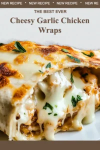 Cheesy Garlic Chicken Wraps served on a plate with fresh ingredients
