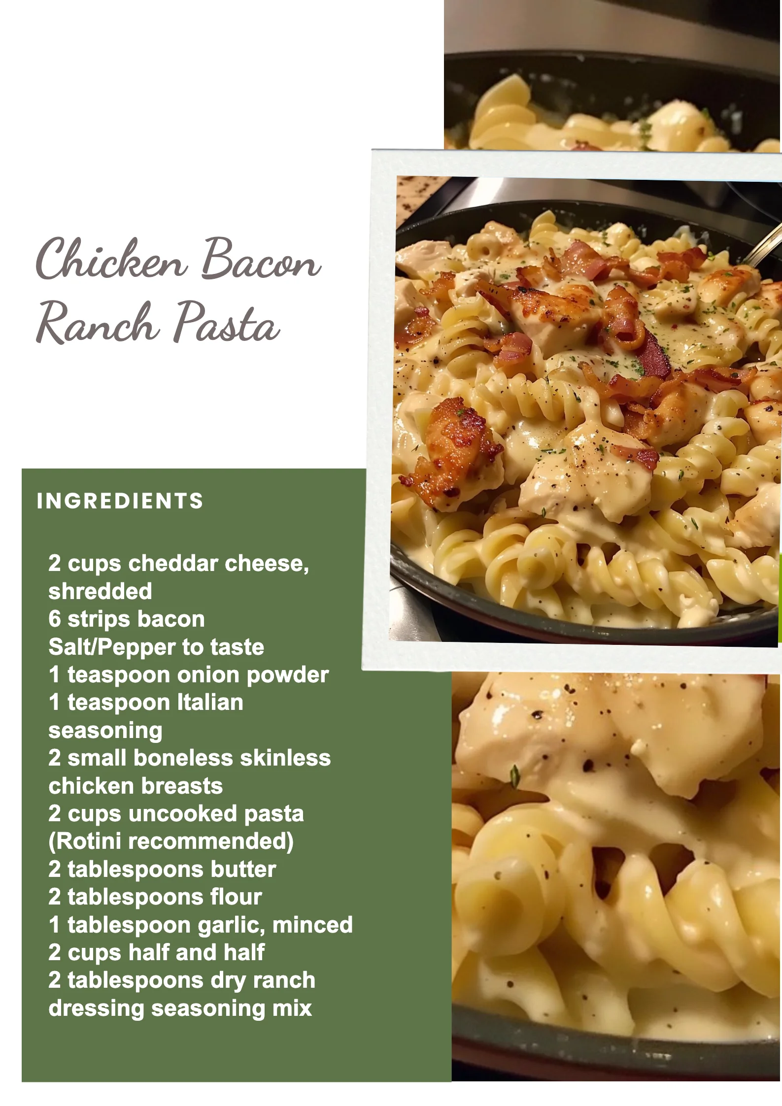 Chicken Bacon Ranch Pasta