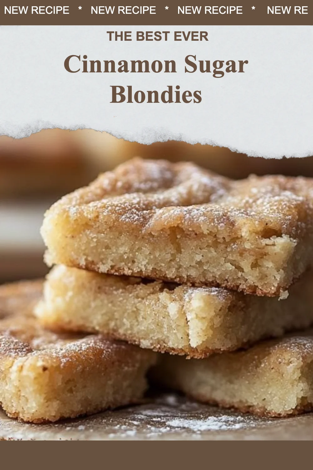 Cinnamon Sugar Blondies, soft and chewy dessert with cinnamon and sugar topping.